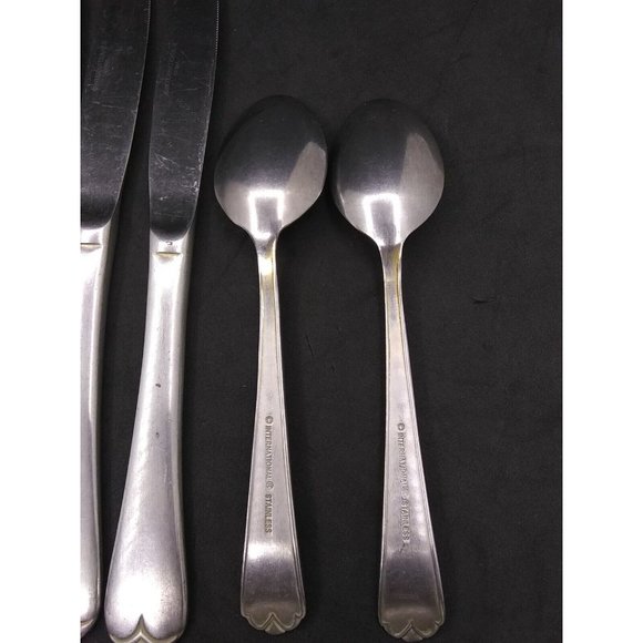 Vtg. Set Of 11 International China Satin Lotus Pattern ? Stainless Flatware READ - Picture 11 of 12